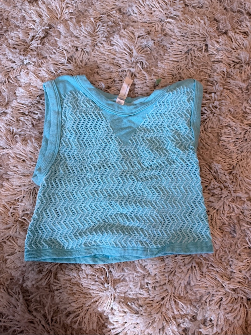 Free People Aqua Textured Knit muscle Tank